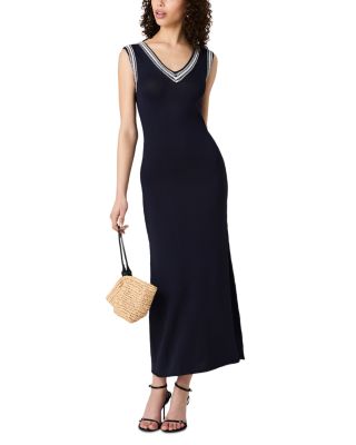 Sage Knitted Trim Dress