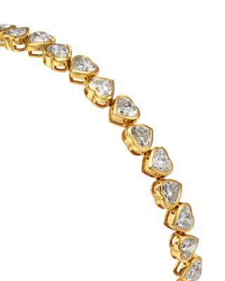Heart Alternating Lab Grown Diamond Tennis Bracelet in 14K Yellow Gold, 7.6 tcw