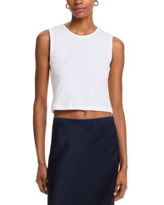 Pointelle Sleeveless Crewneck Top