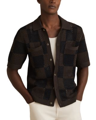 REISS - Alfred Short Sleeve Crochet Shirt