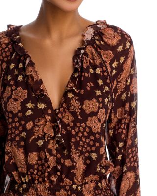 Alison Silk Printed Ruffle Mini Dress