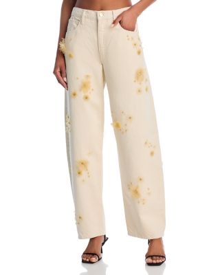 FRAME - Embellished Low Slung Barrel Jeans in Vanilla Bean