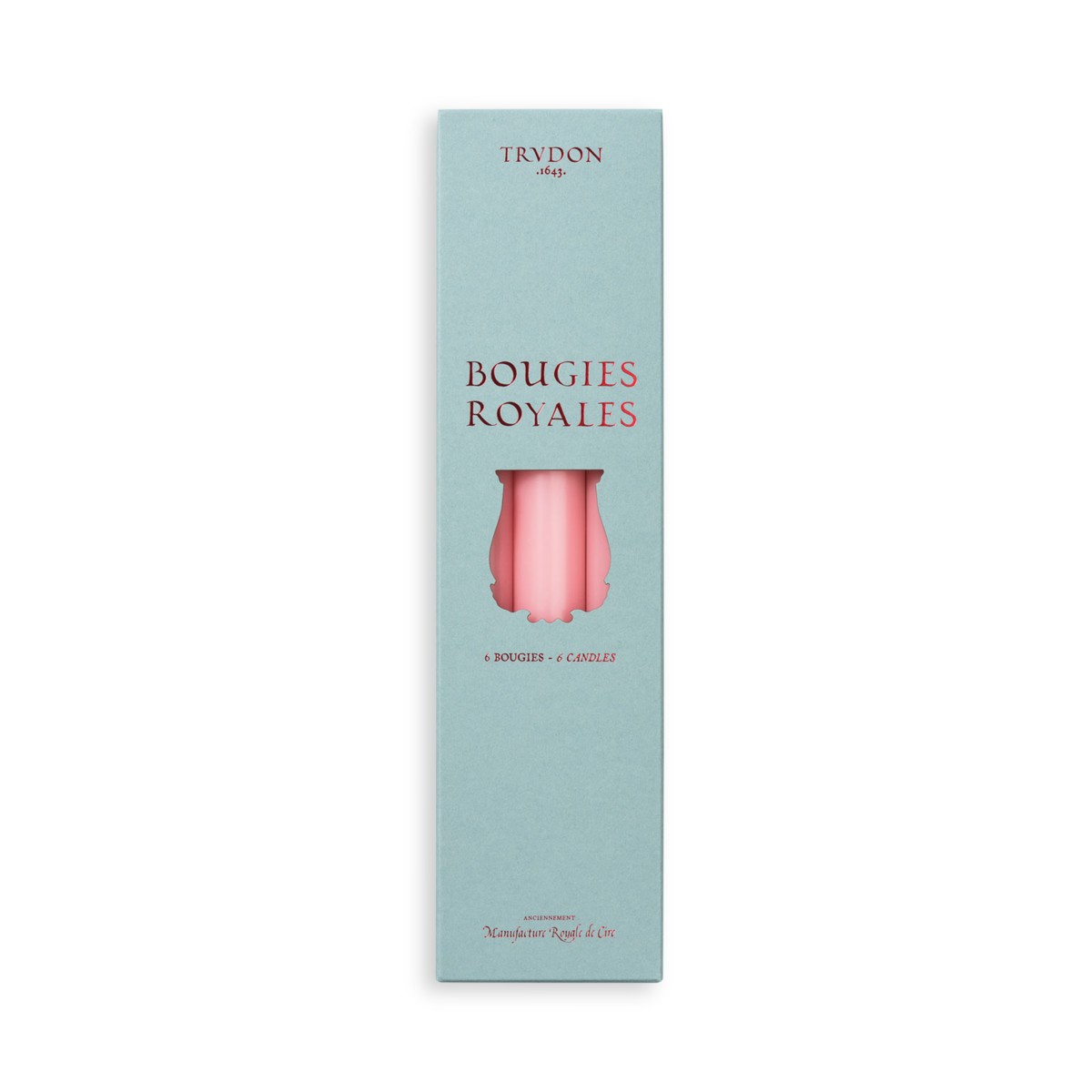 Trudon Royale Taper Candles, Box of 6 in Pink Tendresse