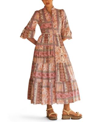 SONTUOSA Button Through Tiered Maxi Dress