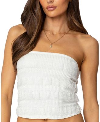 Georgette Lacey Ruffle Tube Top