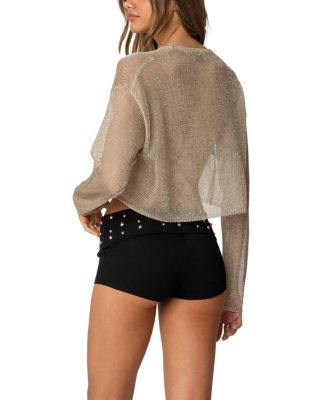 Aviva Cropped Metallic Knit Top