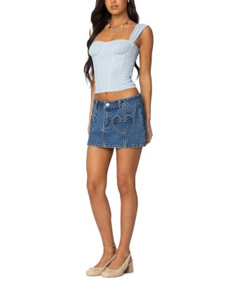 Heart Pocket Denim Mini Skirt