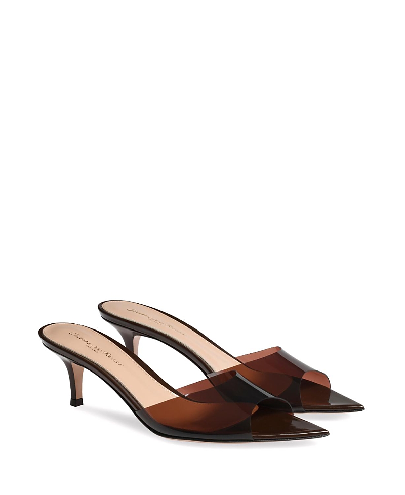 Gianvito Rossi Pointed Toe Mules With Semi-sheer Strap