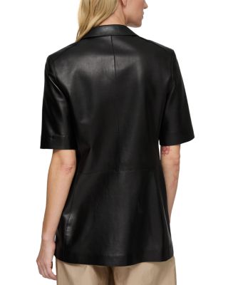 Short Sleeve Leather Blazer