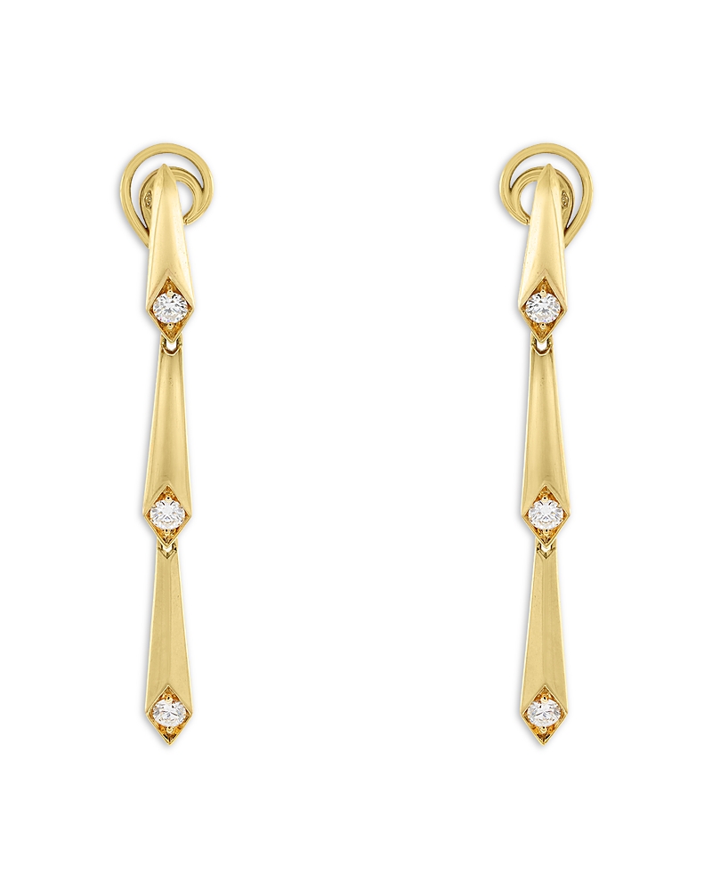 Crivelli 18k Yellow Gold Like Diamond Accent Tapered Linear Drop Earrings In Gold
