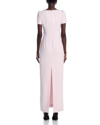 Pink Crepe Crystal Trim Maxi Dress