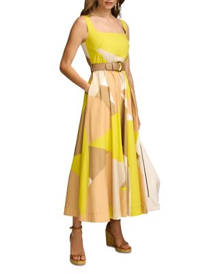 DKNY カラーブロックスクエアネックDベルトドレス Donna Karan Printed Belted Square Neck Dress | Bloomingdale's