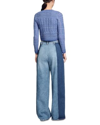 Glitter Crewneck Cardigan Sweater