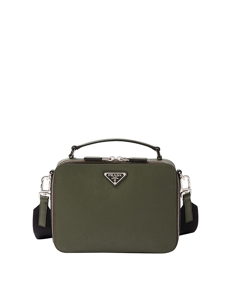 Prada Brique Saffiano Leather Bag In Green