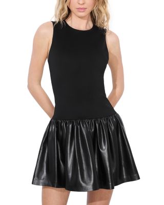 Alice and Olivia - Ella Combo Faux Leather Sleeveless Dress