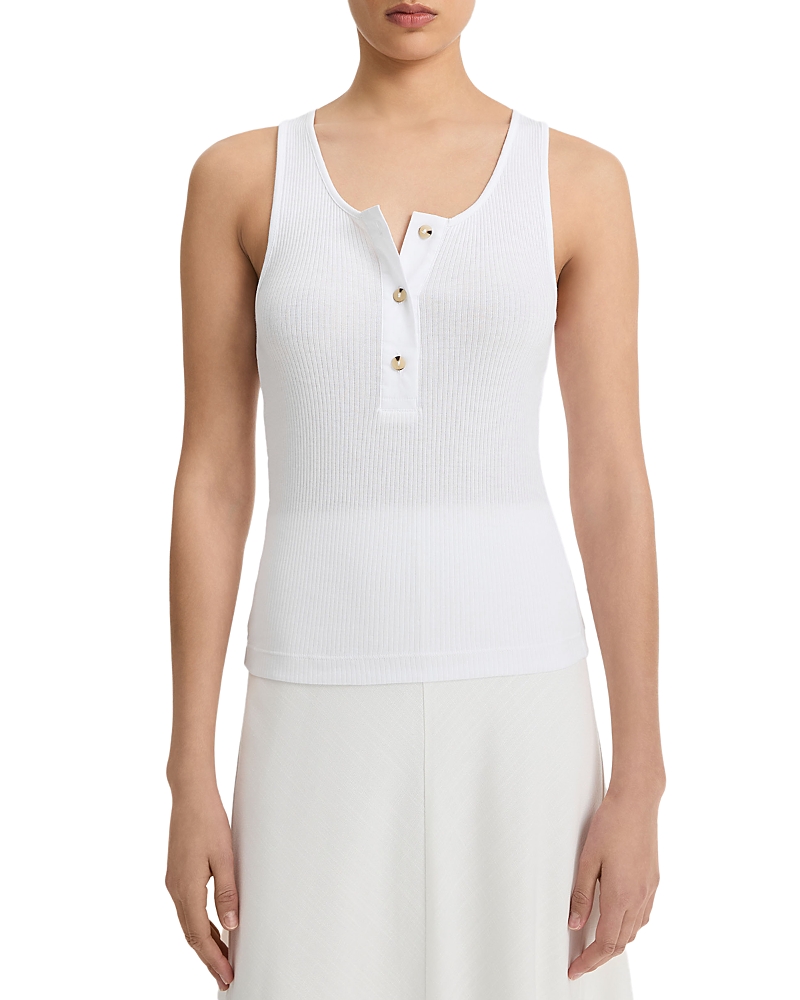 Vince Rib Pima Cotton Henley Tank