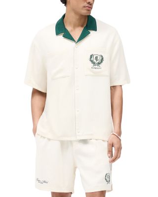 Crest Embroidered Oversized Fit Camp Shirt