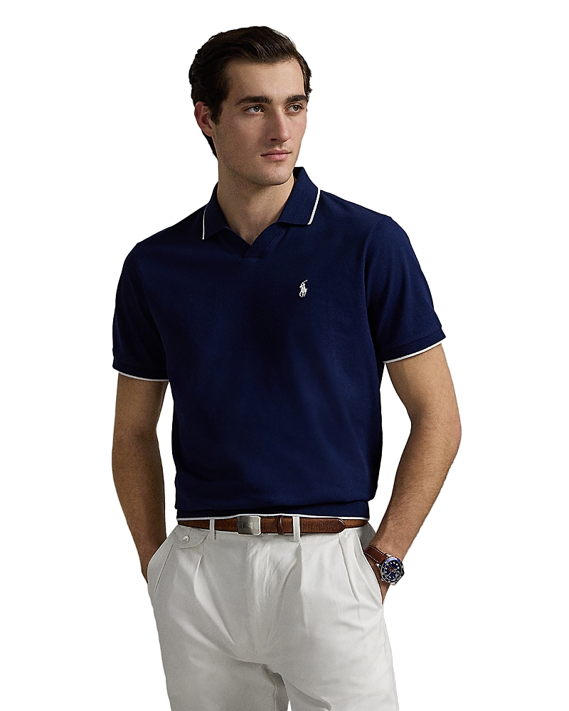 Polo Ralph Lauren Jacquard Mesh Polo Shirt In Navy