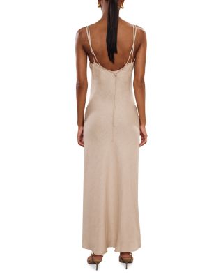 REISS/Roxanne リネン Double-Strap Slip Dress ワンピース Buy Reiss Neutral Roxanne Linen Double-Strap Slip Dress from