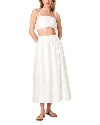 FRENCH CONNECTION - Nomi Cotton Crop Top & Ruched Midi Skirt