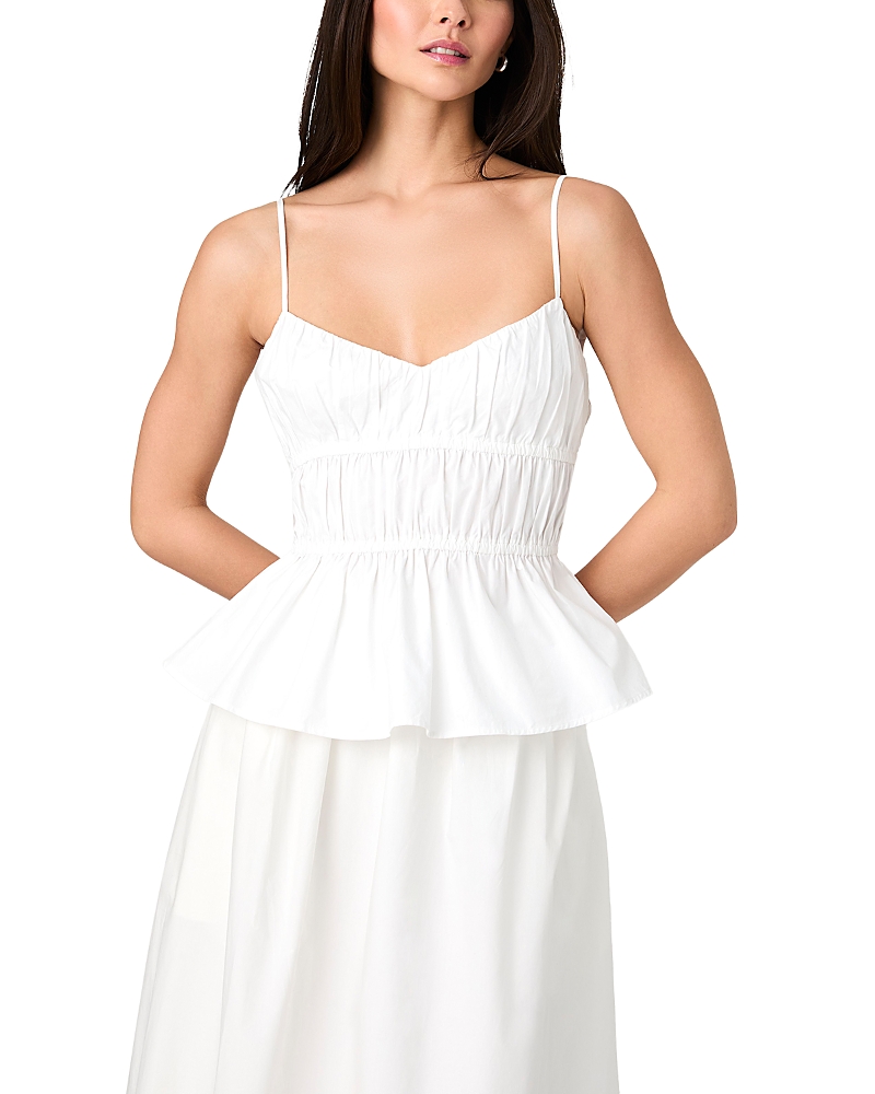 French Connection Poplin Strappy Peplum Top In Summer White