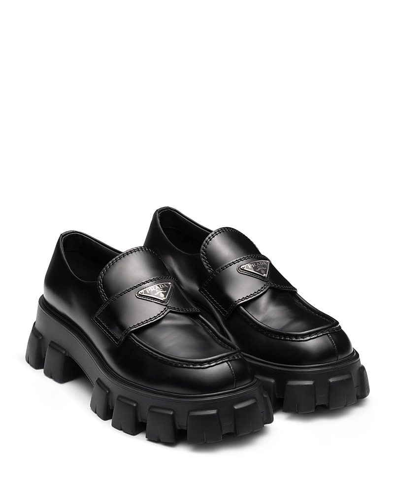 Prada Men's Monolith Brushed Leather Loafers