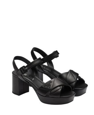 Prada Women's Quilted Nappa Leather Platform Sandals | Bloomingdale's