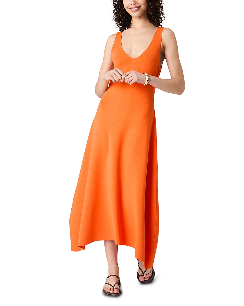 French Connection V Neck Knit Fit and Flare Midi Dress