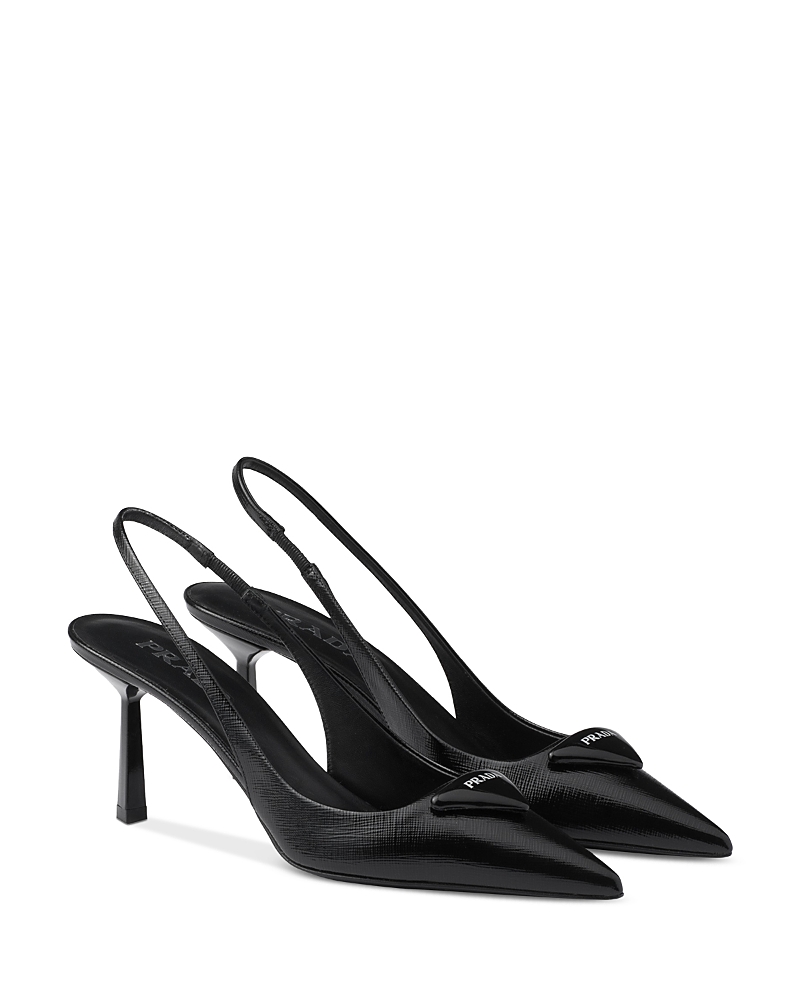 Prada Women's Saffiano Patent Leather Slingback Pumps