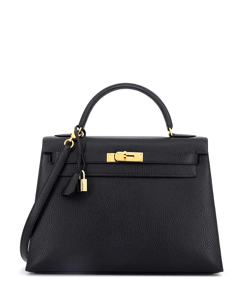 Pre-owned Pre-owned Hermes Hermes Kelly 32 Handbag Black Ardennes With Gold Hardware In Noir