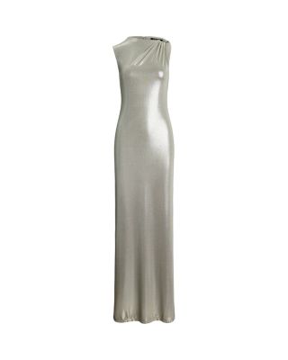 Ralph Lauren Buckle Trim Metallic Sleeveless Gown | Bloomingdale's Women