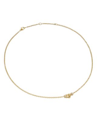 Petite Buckle Necklace in 18K Yellow Gold with Diamonds, 16.2mm