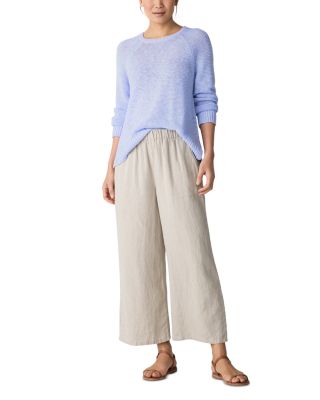 Linen Cropped Wide Leg Pants