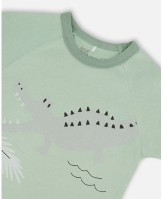 Boys' Organic Cotton Two-Piece Crocodile Top and Short Pajama Set - Little Kid