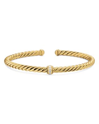 Cablespira&reg; Flex Station Bracelet in 18K Yellow Gold with Diamonds, 4mm