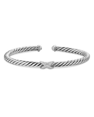 Cable Flex X Station Bracelet in Sterling Silver with Diamonds, 4mm