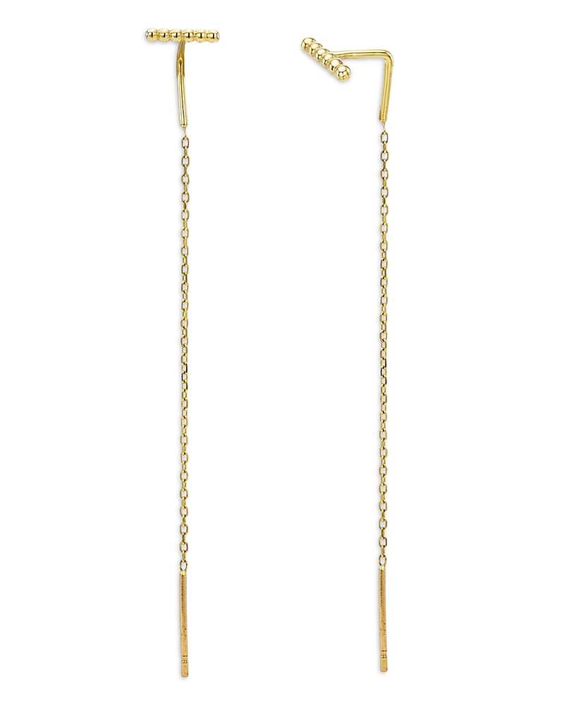 Zoe Lev 14k Yellow Gold Cable Link Threader Earrings In Gold