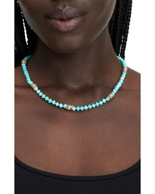 Mixed Stone Beaded Collar Necklace, 16"-19" 