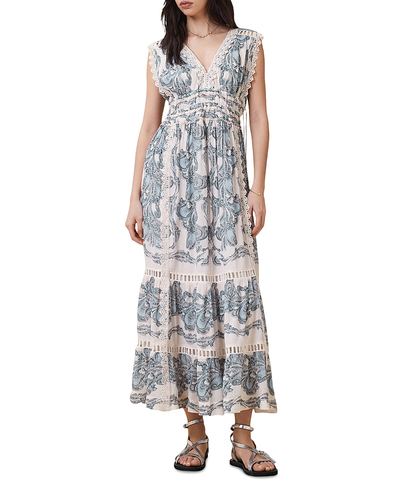 Allsaints Womens Xanthe Paisley-print Woven Dress Lita Soft Blue