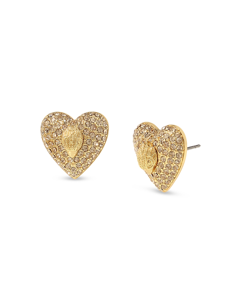 Kurt Geiger London Signature Eagle Pave Heart Stud Earrings