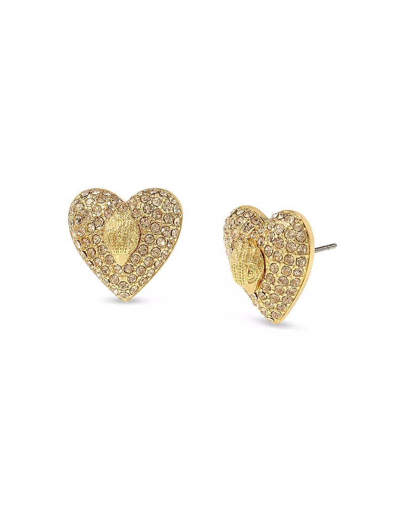 Kurt Geiger London Signature Eagle Pave Heart Stud Earrings