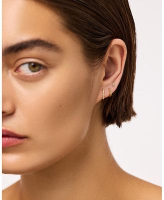  Gold Lab-grown Diamond Huggie Stud Earrings