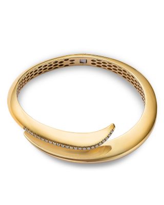 Diamond Bypass Bangle Bracelet in 14K Yellow Gold, 0.33 tcw