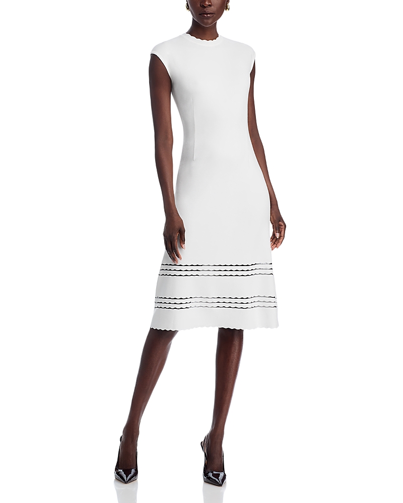 Misook Sleeveless Scalloped Knit A-line Midi Dress