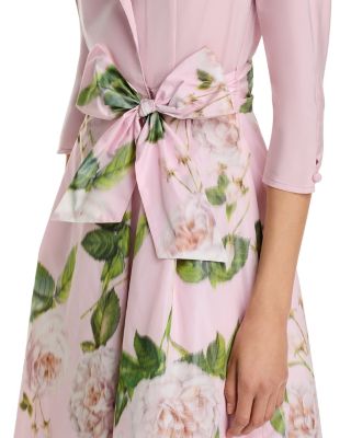 Taffeta Floral Print Shirt Dress Gown