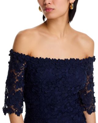 3D Flower Lace Off Shoulder High Low Gown