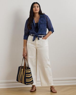 Stretch Chino Wide Leg Cropped Pants