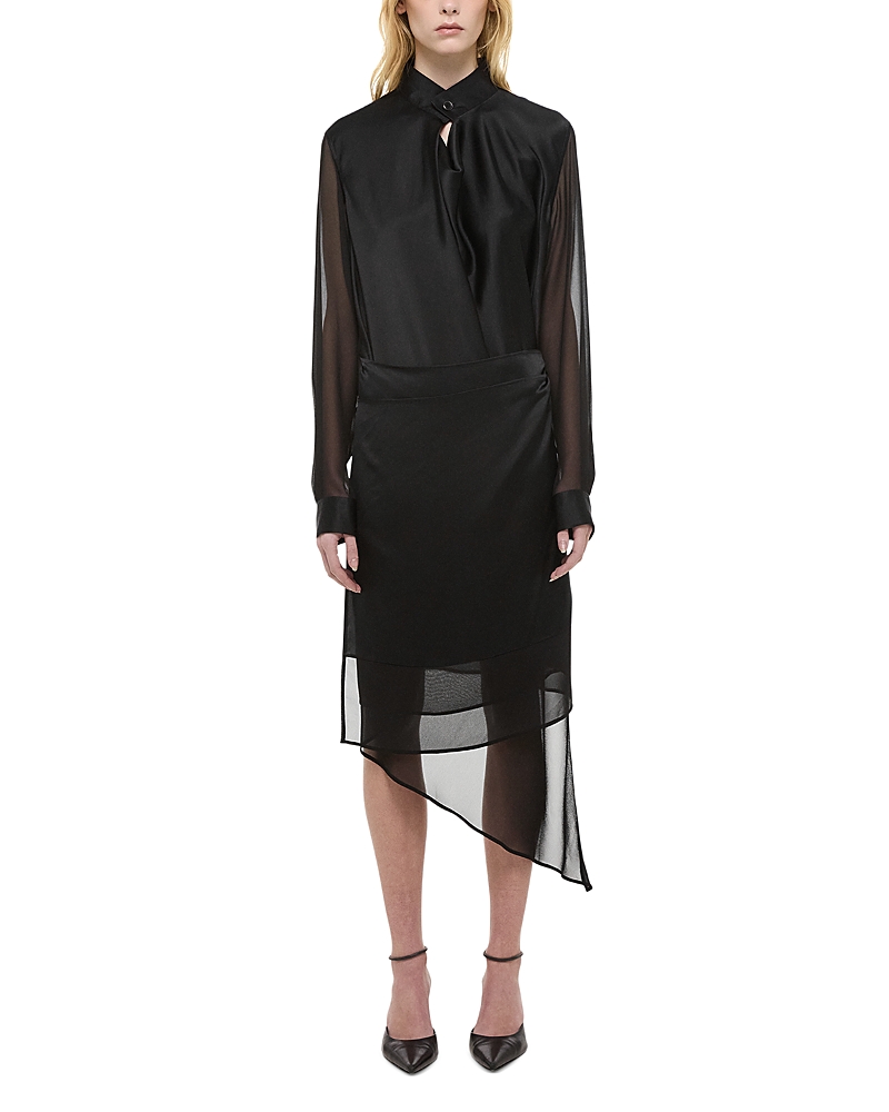 Helmut Lang Scarf Cowl Silk Shirt Dress