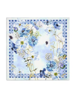 FERRAGAMO - Flower Bordeaux Silk Scarf