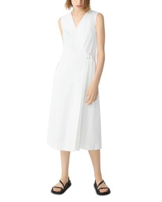 Sleeveless Linen Blend A-line Wrap Dress